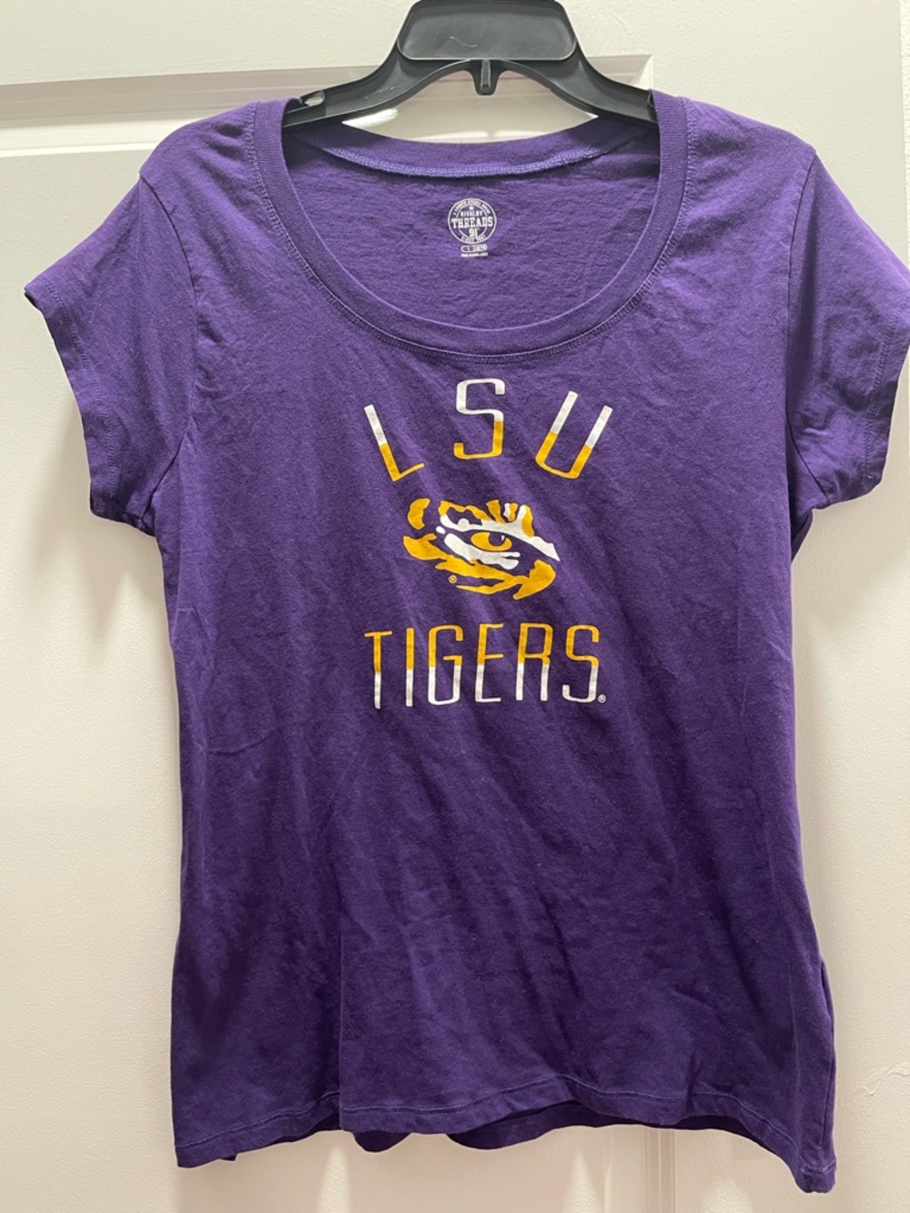 Rivalry Threads Purple Crewneck Tee with White Neck Print